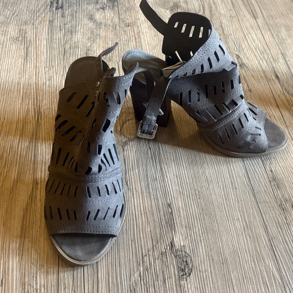 Gray Christian Siriano cutout Sandals